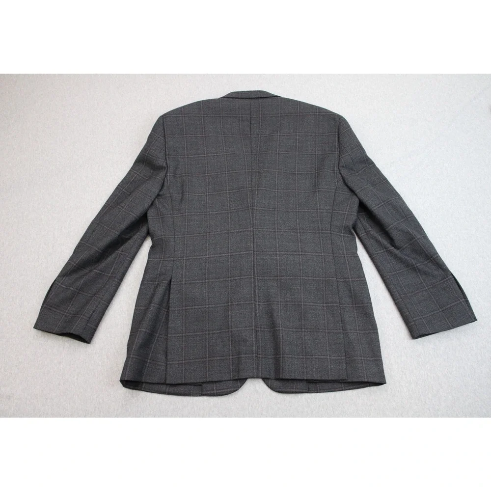 Pronto Uomo Platinum Blazer Jacket Mens 42R Windowpane Wool Blend Stretch Lined
